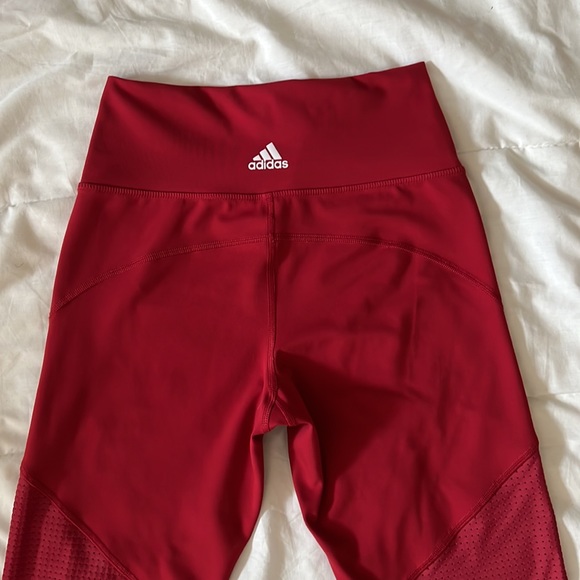 Adidas Red Believe This High Rise 7/8 Length 3-Stripes Tights - Picture 11 of 13